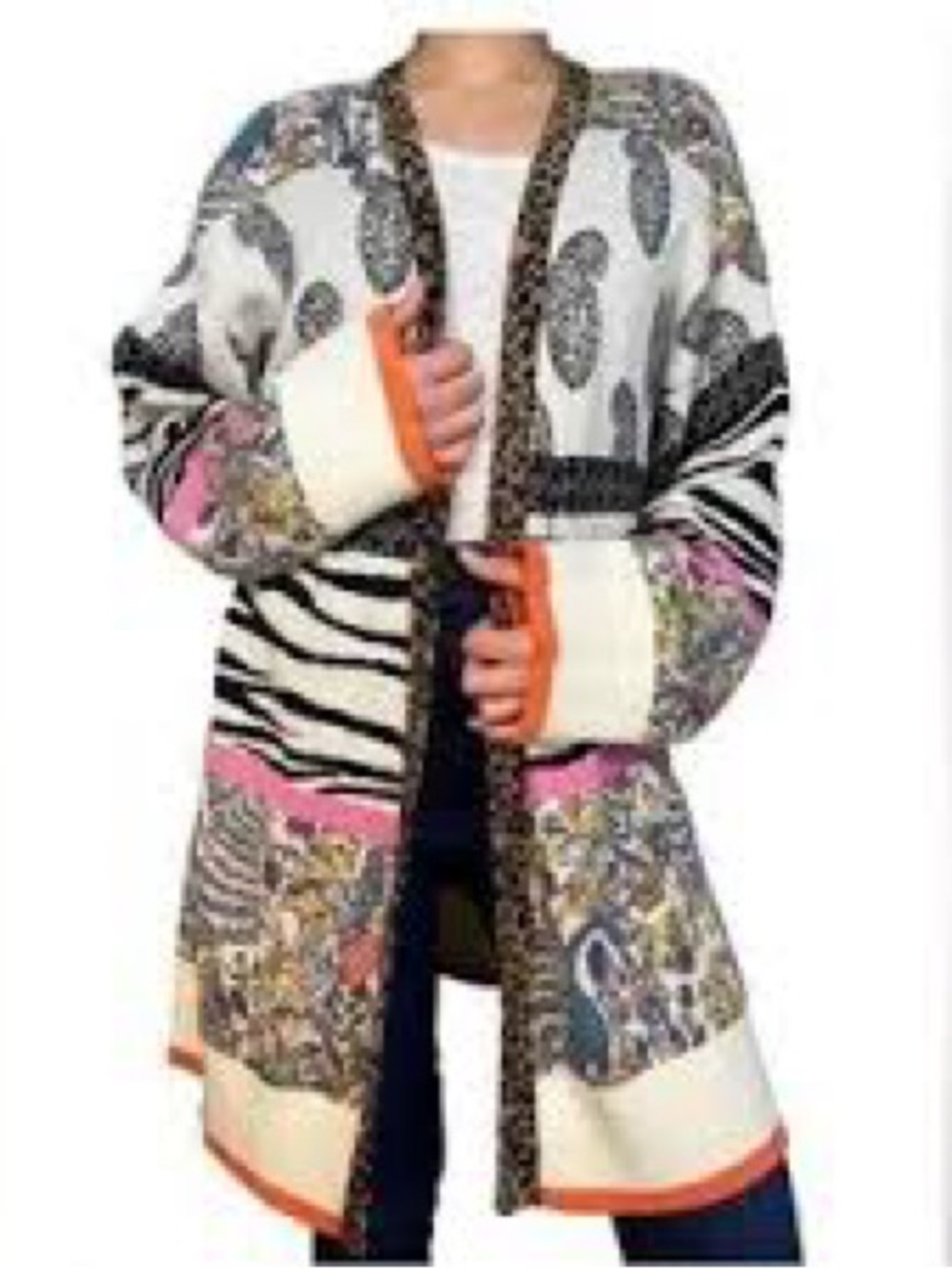 Anthropologie Bricolage Animal Print Open Front Cardigan